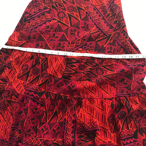 R & K Originals Dropped Waist Red & Black Tribal Print Maxi Dress 10 - Picture 4 of 9